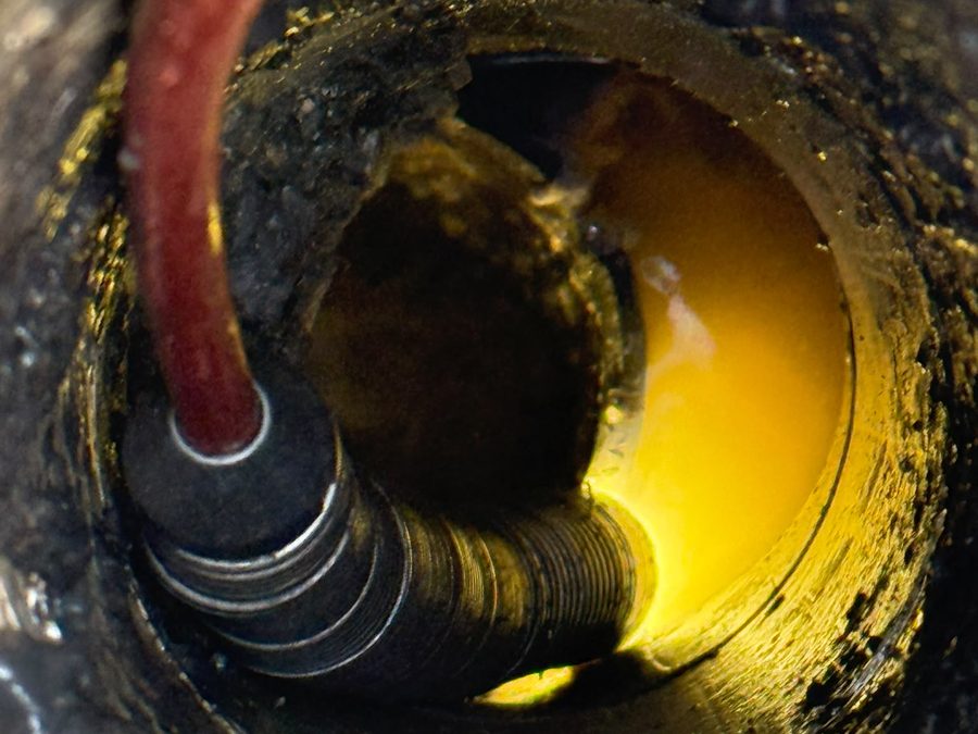 CCTV view inside a blocked Melbourne drain being cleared by high-pressure jetting
