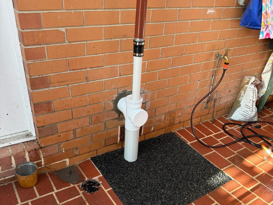 Overflow relief gully and waste pipework at a Melbourne home